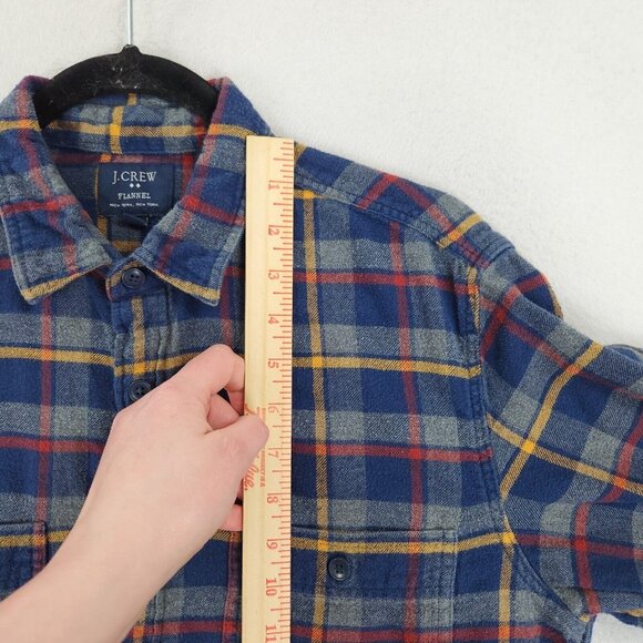 J Crew Shirt Mens Medium Blue Red Plaid Flannel Long Sleeve Button Front Cotton - Picture 4 of 10